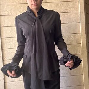 Black gothic blouse with ruffled sleeves